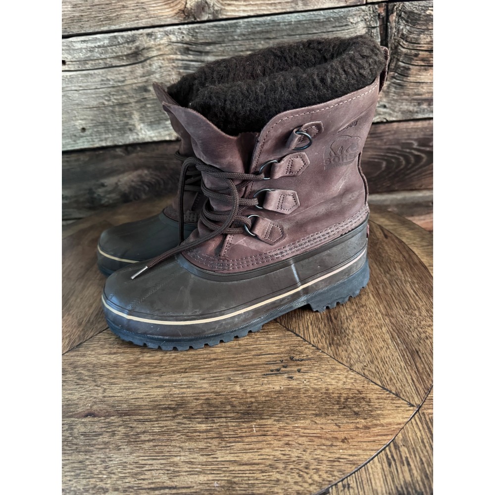 VINTAGE Sorel Caribou Boots Men's 10 MADE IN CANADA Kaufman Era Brown Leather